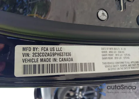 2023 Dodge Challenger Sxt from USA, damaged, VIN 2C3CDZAG9PH637836